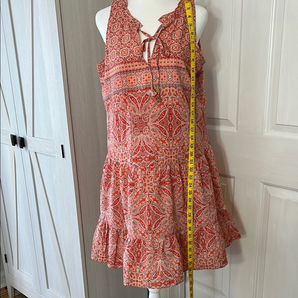 Sanctuary Coral/Grey Print Oversized Tiered Ruffled Sundress Sz S - Picture 9 of 16
